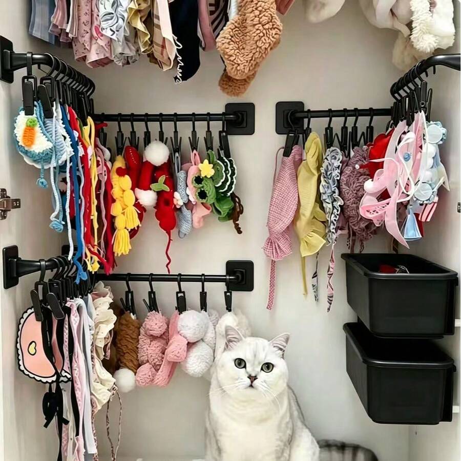 Pet Clothes, Hats & Accessories Storage Rack, Pet Wardrobe Organizer Hanging Rack - Dark Grey - View 1