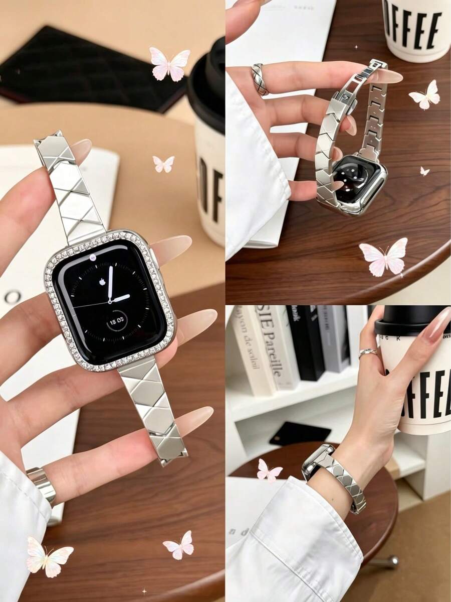 1 chiếc dây đeo đồng hồ mỏng họa tiết hình thoi, có thể điều chỉnh, chất liệu thép không gỉ, kiểu dáng vòng tay mỏng, tương thích với Apple Watch Series 1-11 SE Ultra, Hua Wei Galaxy 18/20/22mm, phụ kiện thời trang hàng ngày cho nữ tuổi teen và các bữa tiệc. - Nhiều màu - Xem 1
