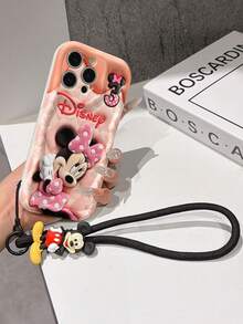 This Disney Mickey Mouse Lanyard Phone Case Is Fully Covered In TPU Material. It's Shockproof, Lightweight, And Compatible With IPhone17/16/11/13/15/15 Plus/15 Pro/15 Pro Max/12/14 Pro Max/11 Pro Max/12 Pro/12 Pro Max/13. This Phone Case Makes A Popular Birthday Gift Or Business Gift; It's Durable, Stain- And Fingerprint Resistant, And Suitable For Both Men And Women. The Set Also Includes A Mickey Mouse Phone Case And A Mickey Mouse Plush Bracelet. It's A Perfect Gift For Friends And Family. This Stylish Phone Case Is Fun, Lightweight, And Durable. IPhone17 Pro Max Phone Case, Minnie Mouse Phone Case. - trắng - Xem 5