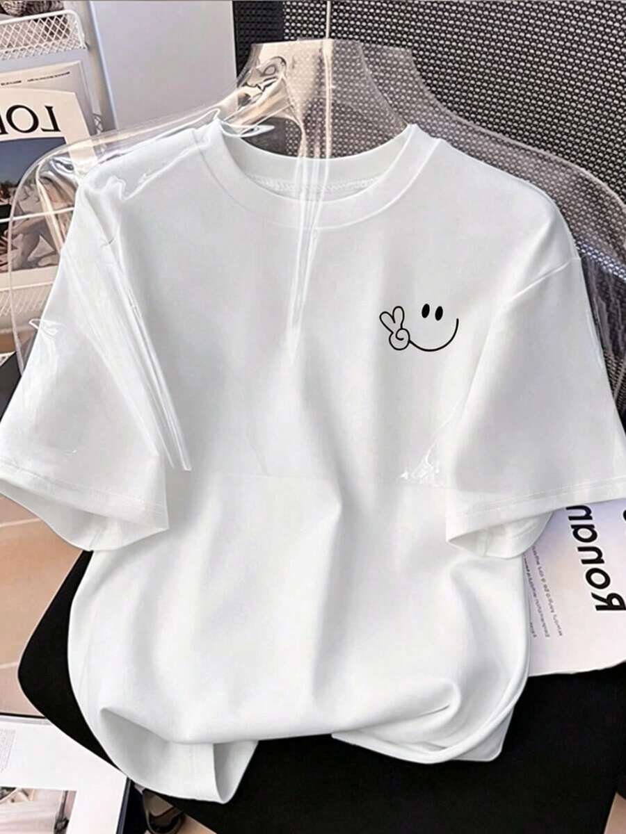 Suéter de punto ajustado, casual y a la moda, de manga corta para mujer - Blanco - Ver 1