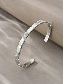 Juego de anillos y pulsera de plata, anillos y pulsera de múltiples capas enlazados, elegante y lujoso conjunto de joyería, adecuado para uso diario, citas, fiestas y regalos - Plateado - Ver 6