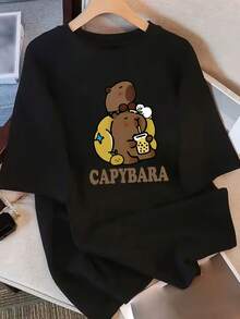 Camiseta Pure de Mujer, Manga Corta, Diseño Nicho Estampado, Nueva Colección Verano 2025, Top Holgado de Media Manga para Damas - Negro - Ver 6