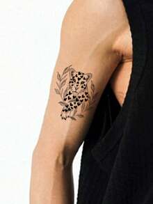 Men's Temporary Tattoo , 1 Sheet Cyberpunk Dark Series Black Heart & Tiger Small Pattern, Realistic & Customizable Tattoo Stickers, Perfect For Men's Fingers & Behind The Ear, Daily Wear Parties Festivals Music Festivals Themed Parties Concerts - Black - View 3