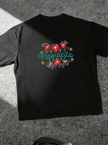 1 Piece Of Mamacita T-Shirt For Latin Women, Printed Cotton, T--4180g, 100% Cotton. - Black 1 - 查看 2