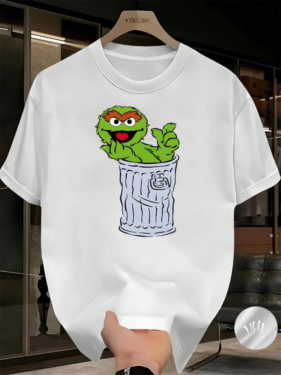 Camiseta de verano casual de moda para hombre, con estampado de patrón creativo, simple y cómoda, de manga corta con estampado de color liso, fresca y cómoda para el verano, de tela transpirableDaily Casual Round Neck Short Sleeve-Shirt Women - Blanco - Ver 1