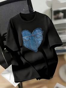 Women's T-Shirt For Spring And Summer - 黑色 - 查看 1