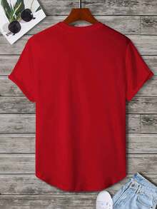 Manfinity LEGND Men's Letter Print T-Shirt - Burgundy - View 2