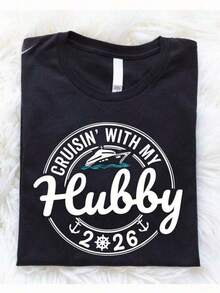 Trajes de baño para mujer, camiseta "Esposa en Crucero 2026", camiseta "Esposo en Crucero 2026", conjunto para recién casados en vacaciones de crucero 2026, manga corta para viaje de crucero en pareja, regalo para luna de miel. CS-2860 Conjuntos de verano para mujer. - Negro - Ver 8