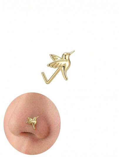 1pc Luxury Minimalist Hummingbird Nose Stud, Delicate Niche Elegant Versatile Nose Jewelry, Ideal Gift Choice For Holidays