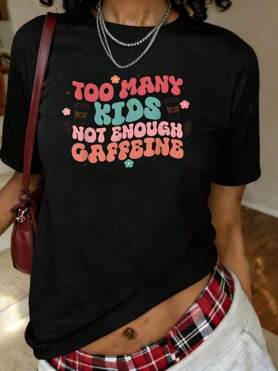 Camiseta con Estampado Floral de Feliz Día de la Madre para Mamá y Abuela, Camiseta Casual de Manga Corta con Cuello Redondo para Verano y Primavera, Ropa de Tallas Grandes para Mujer - Negro - Ver 1