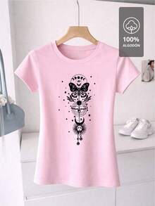 Camisa Estampada para Mujer MYSTIC BUTTERFLY - EDICIÓN ROMÁNTICA CELESTE |   100% - Rosa - Ver 2