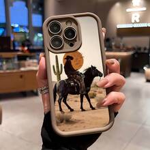 tema del oeste del desierto vaquero negrofunda de teléfono Fundas compatibles con ,Apple,VIVO,OPPO,,, y Honor.Fabricadas en silicona TPU,ofrecen protección contra golpes y caídas. - Marrón - Ver 2