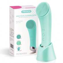 Rechargeable Silicone Facial Cleansing Brush For Deep Cleaning, Green, Heat Massage And Vibration Exfoliation, Waterproof, Unisex - 綠色 - 查看 7