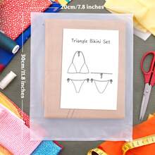 Triangle Bikini Set Sewing Pattern, Physical Kraft Paper Template And Paper Instructions, 15 Inclusive Sizes (US 2-30/EU 32-60), Simple DIY Two Pieces Swimsuit Template Suitable For Summer Beach Vacation, Pool Party And Holiday Wear, DIY Spaghetti Strap Swimsuit Template | Handmade Project For Honeymoon And Bachelorette Party - A - View 9