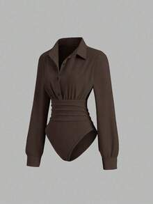 Mono de mujer nuevo, retro y sexy, ajustado y estilizador, elegante y de alta gama, cómodo y versátil, mono blanco de moda para banquetes - Café integral - Ver 1