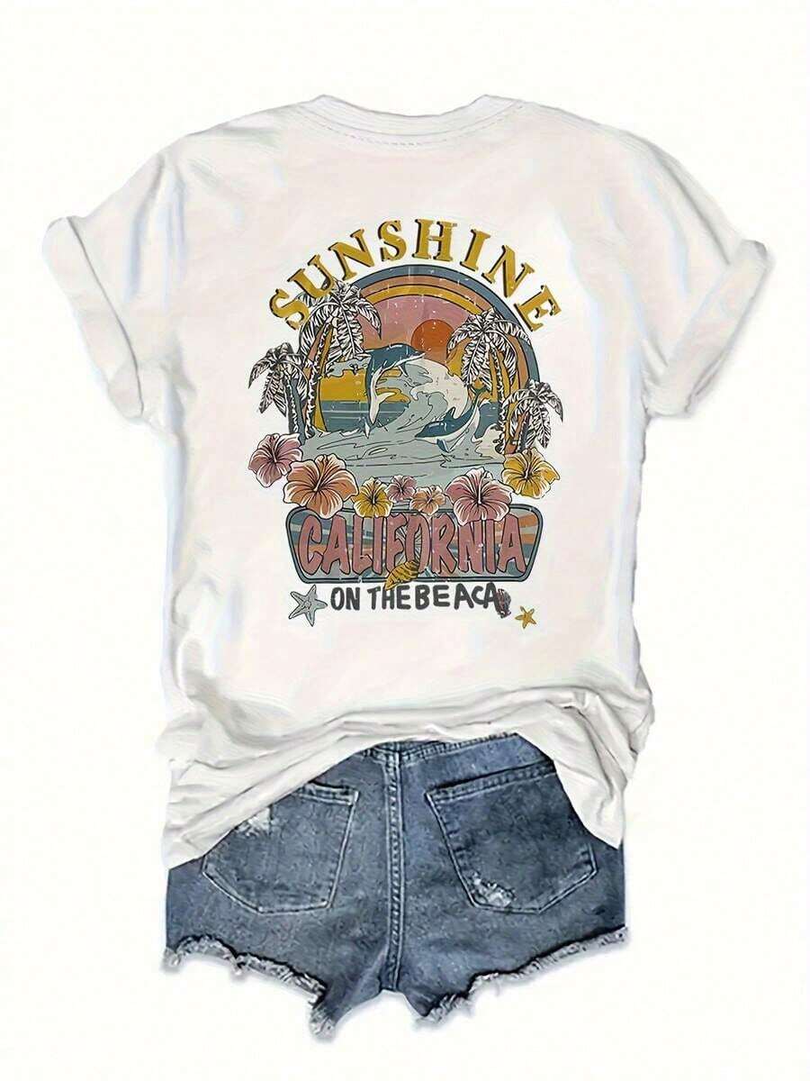 Summer Clothing, 1 Piece, Women's T-Shirt With Zion National Park Graphic, Utah Landscape, Summer Vacation Style, Short Sleeve T-Shirt, Casual, For Outdoor Hiking - 白色 11 - 查看 1