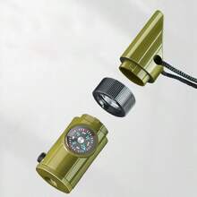 3-In-1 Outdoor Survival Tool, Multi-Functional Portable Emergency Whistle, Compass, Magnifying Glass, Flashlight, Thermometer - Multicolor - View 3
