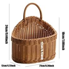 Wall Mounted Hanging Basket Imitation Rattan Fruit Vegetable Organizer Kitchen Storage Holder Home Decor Rack Container Sundries Shelf - MULTI - View 17