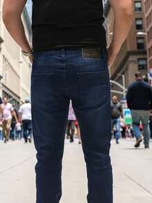 Men's Slim Fit Denim Jeans With Elastane And Lycra - Biru Klasik - View 4