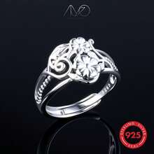Bague ouverte en argent sterling 925 à motif floral creux, convenant pour un port quotidien, les fêtes, les cadeaux pour la famille et les amis, les anniversaires, les jours fériés, livrée avec une boîte cadeau - Argent - Voir 6
