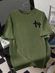 Men's Short-Sleeved, Crew-Neck T-Shirt. Casual Style With Modern And Comfortable Prints. For Men And Women, Couple Style, Short-Sleeved T-Shirt With  Print. - 軍綠色 - 查看 12