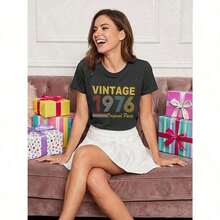 Cultura Maya 100% Algodón, Regalos Y2K para Mamá, Regalo de Cumpleaños 50º 60º para Mujer, Camiseta Vintage 1976 1966, Camiseta para Fiesta de Cumpleaños, Camisetas Gráficas de Manga Corta, Conjuntos Vintage, Ropa de Mujer Vintage, Camiseta Y2K de Algodón - Negro 4 - Ver 7