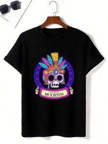 Camisetas Y2K nuevas 2026Men's Mexican Day Of The Dead Graphic T-Shirt - Skull & Sombrero Print Tee - Breathable Knit Fabric - Casual & Themed Events - Machine Washable Everyday Shirt, Summer Clothing, Stretchy Materialhalloween Clothes,Vintage,Teacher Shirts,Cotton Graphic Tees,Streetwear Men,Y2k Clothes,blusas para mujer,playeras de mujer,blusas,playeras de hombre,playera de hombre,vestidos casuales para mujer elegante,Camiseta estampada,camisas para niño,playeras de niño,tops para adolescentes,conjuntos para niña - Negro - Ver 6