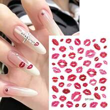 1pc Red Lips Pattern Self-Adhesive Nail Art Stickers Nail Decoration Nail Decals Nail Stickers Nail Beauty - Red - View 4