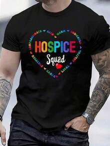 Cotton T-Shirt For Hospice Nursing Week, Palliative Care, Hospice Assistant, Fashion Graphic T-Shirt For Men And Women, Casual Tops - 黑色 - 查看 12
