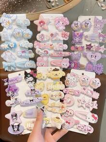 Sanrio 10件/1件裝可愛Hello Kitty髮夾套組，多功能女性髮飾，粉色髮夾套組，情人節禮物，日系Hello Kitty卡通髮飾，側分髮夾，聖誕節、婚禮派對髮飾，蝴蝶結與Hello Kitty卡通圖案。本套組亦屬於女性髮飾系列，包含髮圈、髮飾、吊墜髮夾、抓夾、髮針等。適合學生、公主、派對、遊戲主題、節慶及日常配戴。（部分配件隨機發貨） - 髮飾 - 查看 2