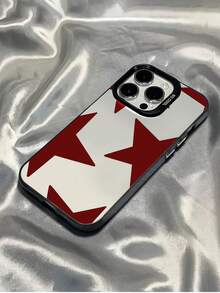 1pc Black & Red Star Minimalist Personalized TPU Shockproof Full Coverage Phone Case, Compatible With Apple 17, 16, 15, 14, 13, 12, 11 Pro Max, Air, And Series - Multicolor - View 2
