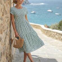 guang zhou mi qian shang mao Faunlyn Vestido casual de mujer con estampado de lunares para vacaciones - Multicolor - Ver 5