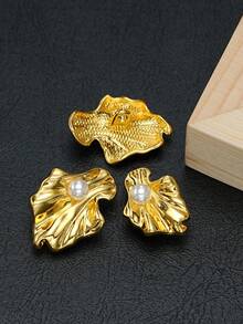 Set de 10 piezas de botones de metal con perlas incrustadas de textura asimétrica, versátiles para camisas, cárdigans, abrigos, suéteres, chaquetas, trajes, uniformes, decoración, manualidades DIY, cajas de regalo - multicolor - Ver 4