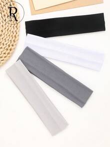 4pcs Unisex Soft Elastic Wide Headbands, Non-Slip Absorbent For Yoga, Running, Fitness And Other Sports, Casual Elegant Street Style Headwear Hair Band Turban Headband Sweatband, Hairband Hair Bow Hair Accessories Summer Outfits - Multicolor - View 12