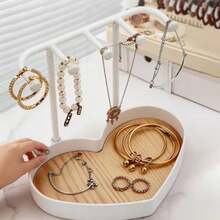 1pc Heart-Shaped Jewelry Organizer Rack, Luxury Multifunctional Jewelry Display Stand With Hooks For Necklaces, Bracelets, Earrings, Rings, Watches, Ideal For Bedroom Dresser, Entryway, Dorm Room, Thoughtful Gift - A - View 4