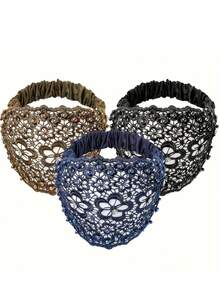 This 1pc Women's Fashion Crocheted Headband Features Faux Pearls And Openwork Design, Made Of Elegant Lace And Satin Stretch Fabric, Suitable For Special Occasions, Parties, And Everyday Wear. Summer Hair Accessories - Multicolor - View 7