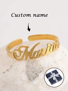 1 Stück individuell anpassbarer offener Namensring, modischer verstellbarer Edelstahlring, beliebter Schmuck für Frauen, individuell gestalteter Ring, unisex Ring, individualisiertes Geschenk, Geschenk für sie, Paargeschenk, personalisiertes Jahrestags-Geschenk - Mehrfarbig 2 - Übersicht 8