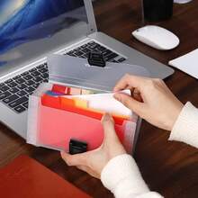 1pc 13-Pocket Expanding Accordion File Organizer - A6 Compact Plastic Wallet With Secure Pocket Closure, Portable Expandable Folder Suitable For Cards, Coupons, Receipts, Tax Documents - Ideal For Home Office, Travel & -The- Organization - A6 - View 11