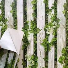 1 Roll Self-Adhesive Wood Plank Striped Wallpaper, Small Plant Waterproof Sticker, Retro PVC Wall Decal, Easy Installation, Matte Finish, Removable Design For Bedroom, Cabinet, 45CM*100CM/300CM/500CM - Green 1 - View 9