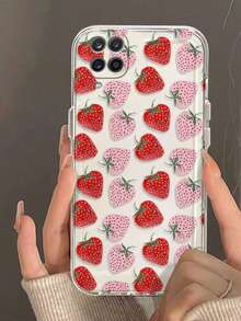 1pc Transparent Thick Anti-Drop UV Painted TPU Phone Case, With Full Screen Pink And Red Strawberry Pattern Design, Suitable For IPhone Series Phone Case, It Provides Lens Protection And Can Be Used As A Protective Cover, It Is A Gift For New Year, Christmas, Halloween Or Valentine's Day, [International Version Non-Local Version Model] Anti-Fall, Cover, Phone Complete, Phone Protective Case - Multicolor - View 3