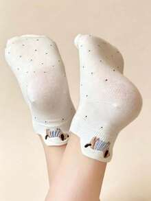 5 Pairs Women Cute Dachshund Pattern Boat Socks, Sweet & Fashionable, Comfortable & Breathable, Moisture-Wicking, Versatile For Daily Wear, Suitable For All Seasons - Multicolor - View 3