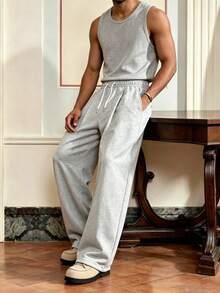Men's All-Season Hip-Hop Style Loose Long Pants, Suitable For Daily Wear Sports - Light Grey - View 6