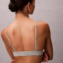 Calvin Klein Heritage Classic Cotton Stretch Lightly Lined Triangle Bralette QF8886 Underwear  Women  Bras + Bralettes - Grey Heather - 查看 3