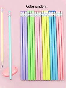 Conjunto de 50/30/20/10/5 lápis de desenho triangulares de madeira com borracha, ideais para escrita, desenho e uso educacional, perfeitos para escolas e professores. Disponível em diversas cores. - Multicolorido - Ver 3
