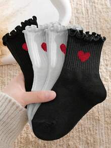 8/4 pares de calcetines de mujer con dobladillo floral con volantes de unicolor, suaves y cómodos, adecuados para uso diario, festivales, exteriores, todas las estaciones - Multicolor - Ver 6