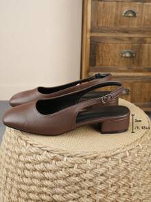 XBYASDF 2026 Women's Brown Square Toe Backless Slip-On Shoes, 3cm Low Block Heel, One-Strap Suede, Fashionable European And American Style - Coffee Color 1 - View 5
