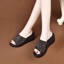 Thick Sole Slide Sandals For Women, 2026 Summer New Wedge Platform Slippers, Black,Holiday Essential - Silver - View 12