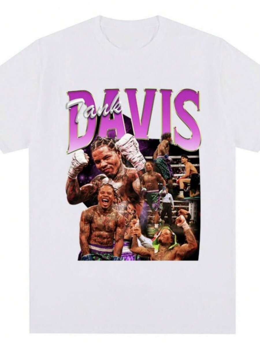 playeras de mujer Tank Gervonta Davis Retro Tshirt Harajuku Fashion Sport Boxing Short Sleeve Cozy Cotton Oversized T-Shirts Streetwear Fans Gifts - Blanco - Ver 1