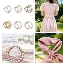 2/4/6/8 pezzi Fermagli per sciarpa eleganti con cristalli e perle per donna, disponibili in forme rotonde, a cuore e quadrifogli, stili assortiti casuali, versatili per camicia, orlo di maglietta, sciarpa, scialle - Multicolore - Visualizzare 7