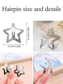 10pcs/20pcs/30pcs/40pcs Women's Sweet Y2K Simple Metallic Silver 3.12CM Star Hair Clips, Suitable For Daily, Festival, Party, Commuting, Women's Hair Clips Hair Accessories Y2K Hair Clips Hair Clips, Hair Clips, Headwear,Hair Claws - Multicolor - View 3